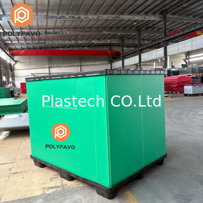 Palettenstapelbare Versandkartons 1220 * 1140 * 900 mm Faltbare Kunststoffpalette Waben-Sleeve-Box Panel-Sleeve-Box