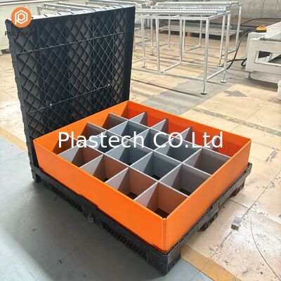 Collapsible Box for Storage and Transport, Foldable Pallet Box Heavy Duty Stackable, Bulk Container with Plastic Lid and Base