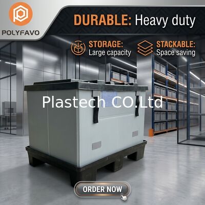 Individuell bedruckbare faltbare Palettenbox, Spritzgussgeformter Deckel und Boden, 300 kg dynamische 500 kg statische Last, 10 mm 12 mm Wandstärke