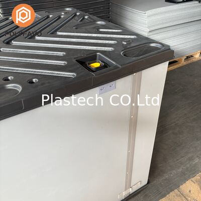 Warehouse Storage Pallet Box with EVA Lining, Two C Shaped Coaming Panels Spliced, Collapsible Plastic Base Container